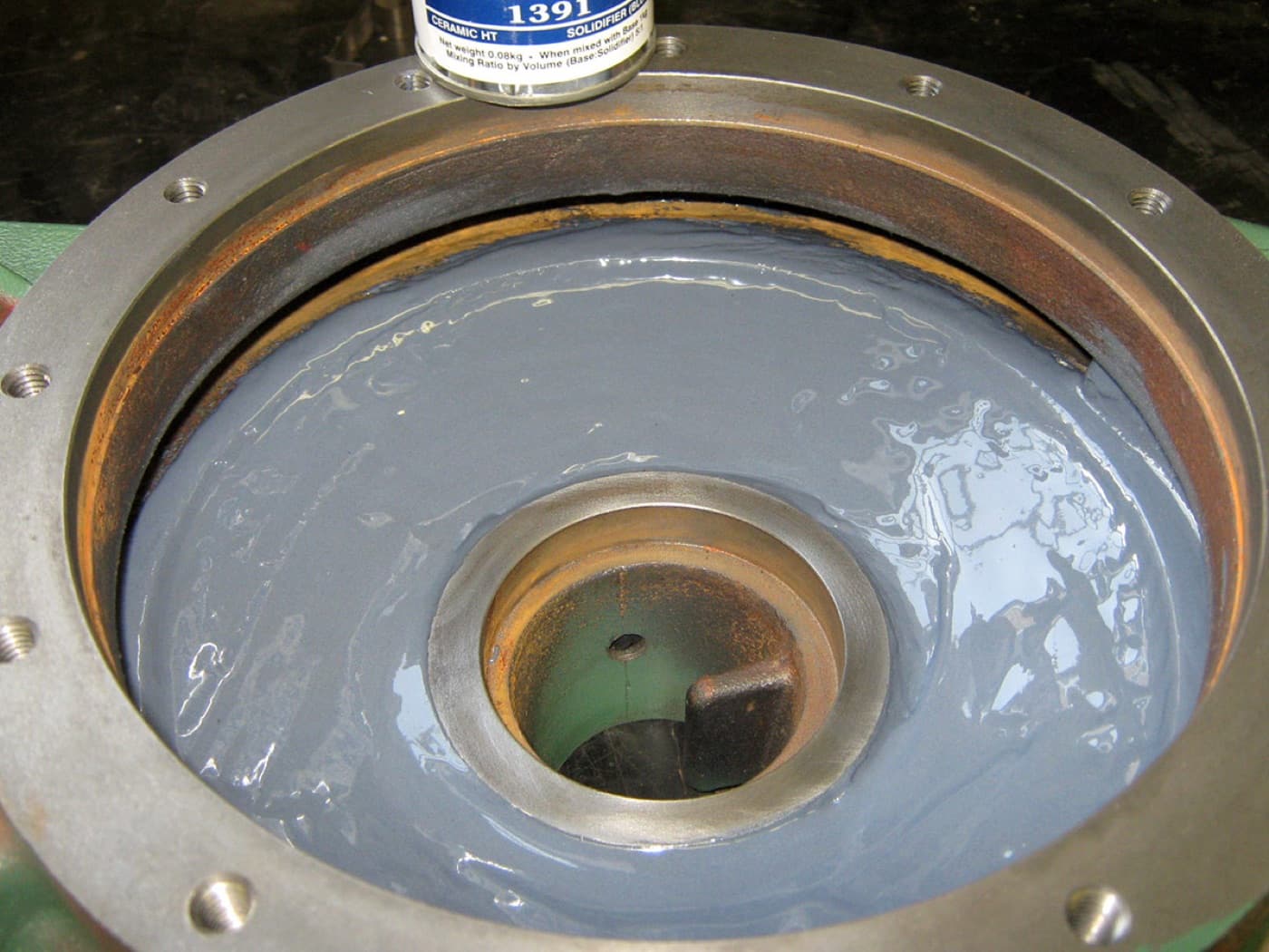 Cracked compressor casing sealed and rebuilt cold