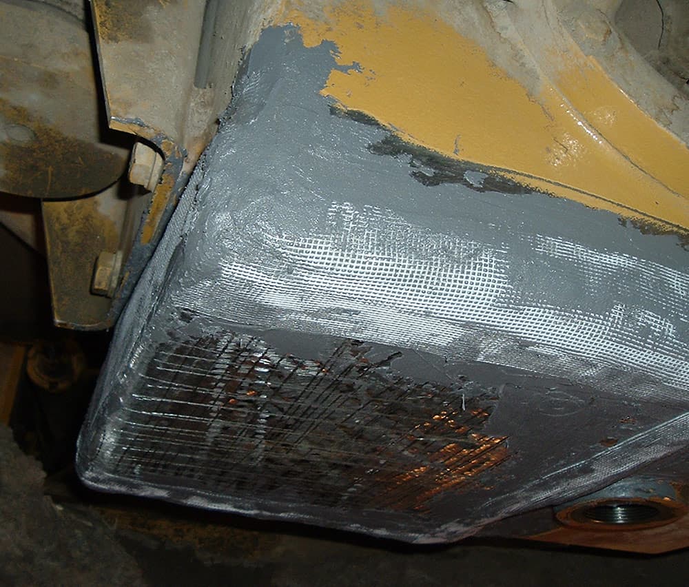 Surface of sump ready for Belzona repair
