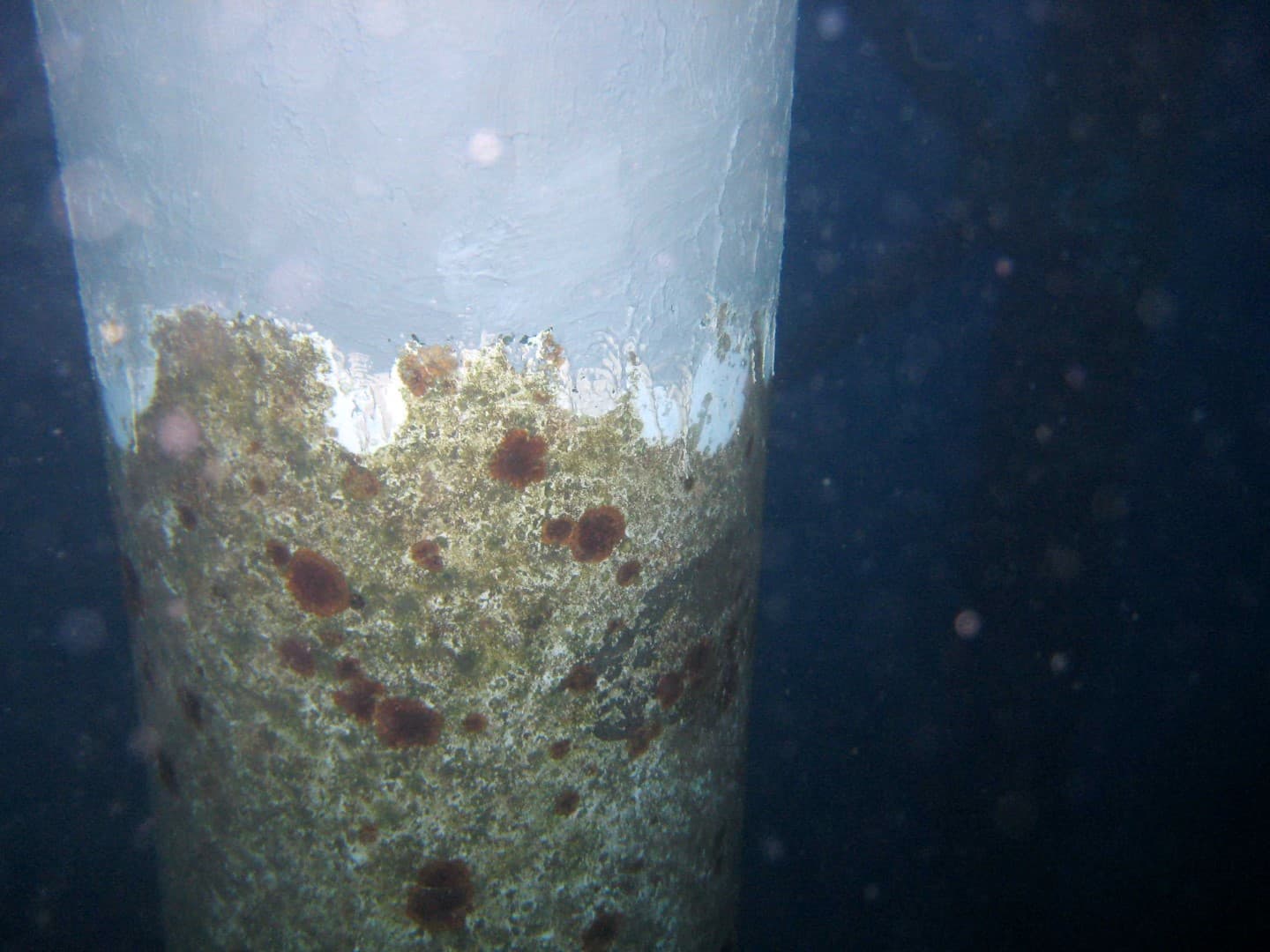 Submerged steel structure under constant immersion