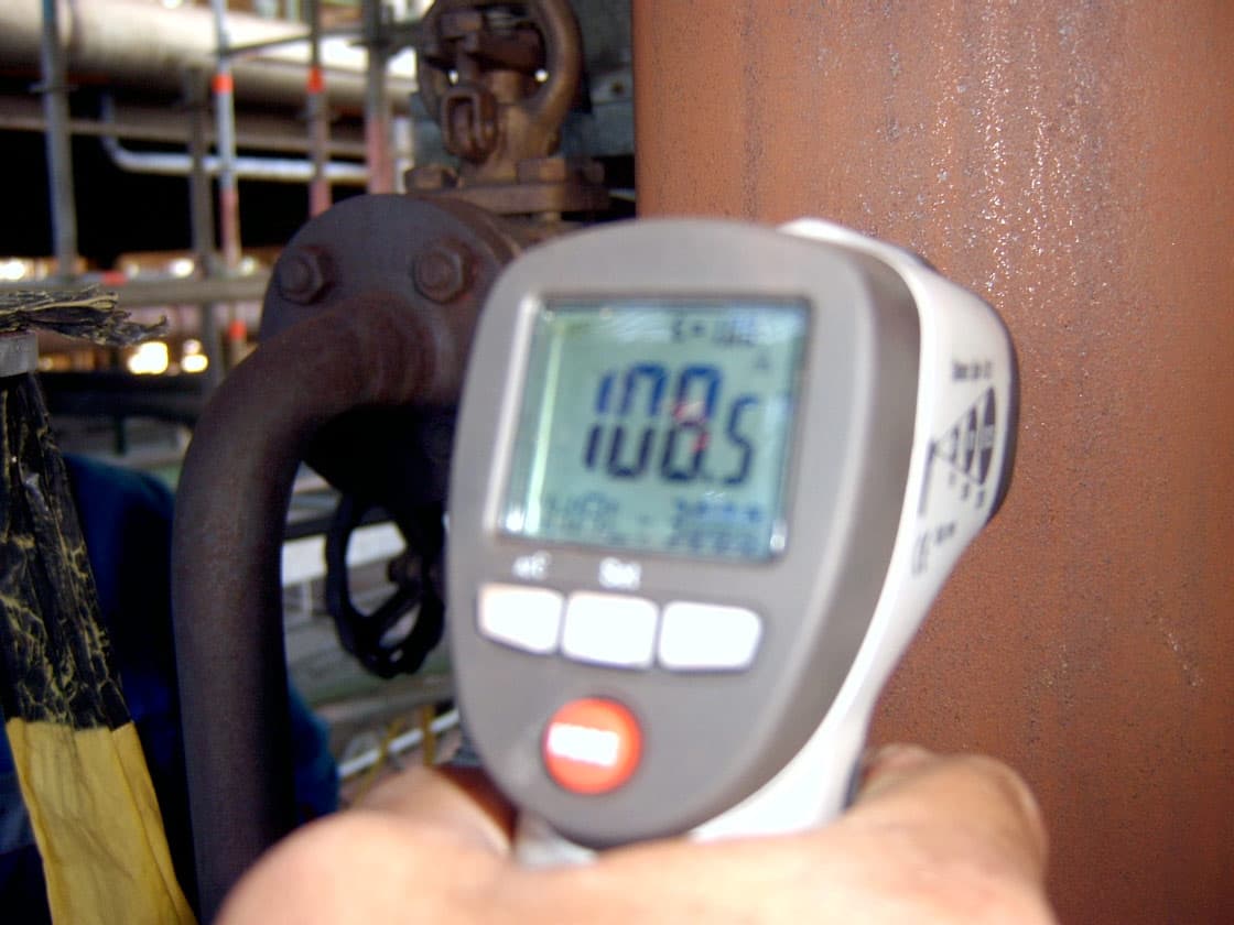 Temperature reading of the hot pipe