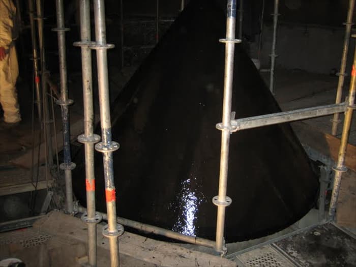 Silo cone coated in Belzona 4351