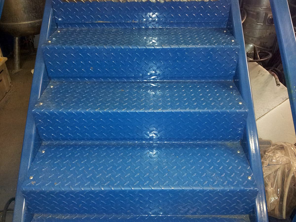 Slip hazard identified on metal stairs